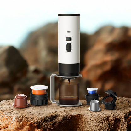 3-In-1 Portable Electric Coffee Maker Capsule Coffee Grinder Travel Coffee Maker with Cordless Heating for Car and Home Camping
