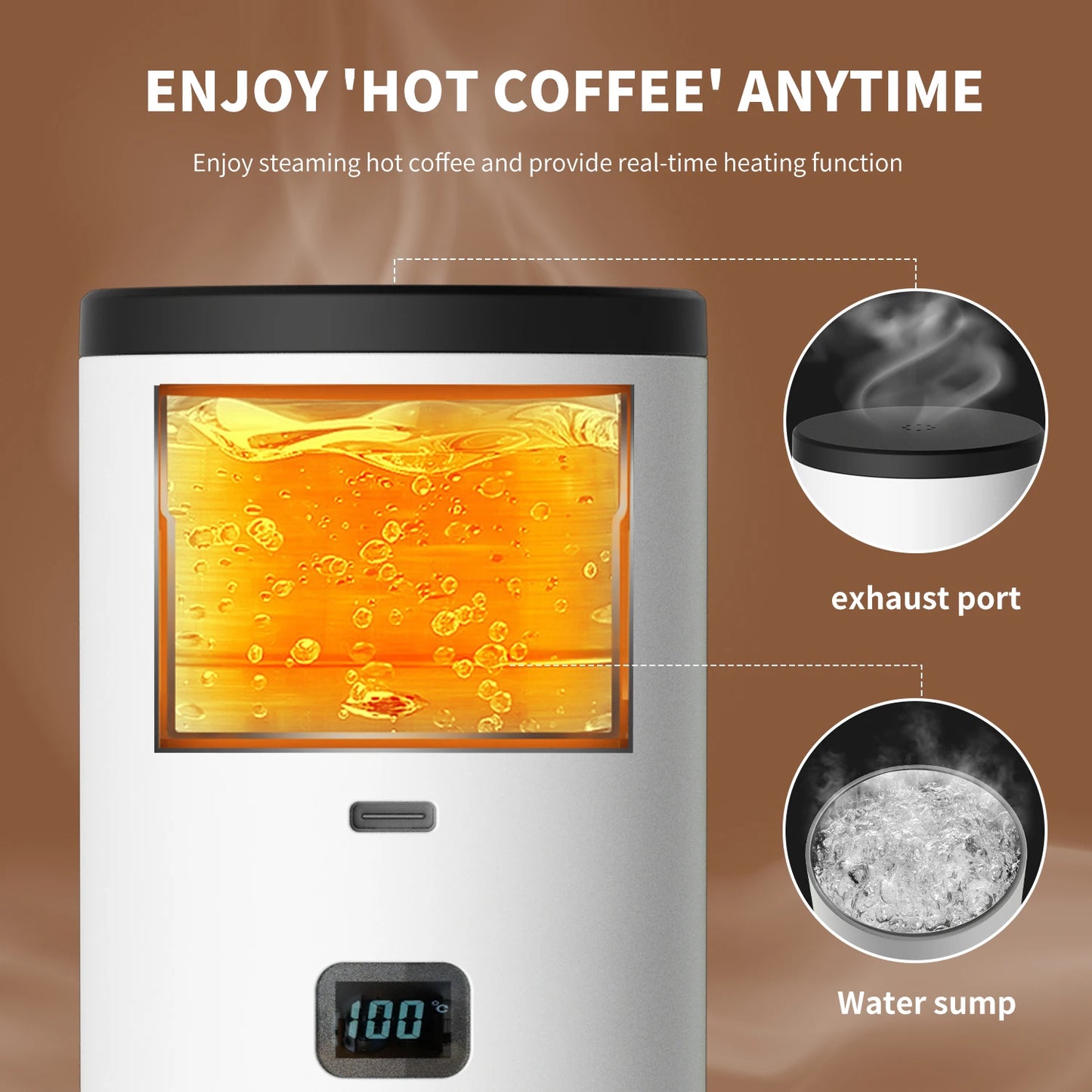 3-In-1 Portable Electric Coffee Maker Capsule Coffee Grinder Travel Coffee Maker with Cordless Heating for Car and Home Camping