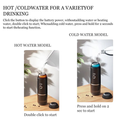 Portable Electric Coffee Maker,Mini Italian Capsule Coffee Machine,Hot/Cold Woter and Capsule/Ground Coffee,Hiking/Camping