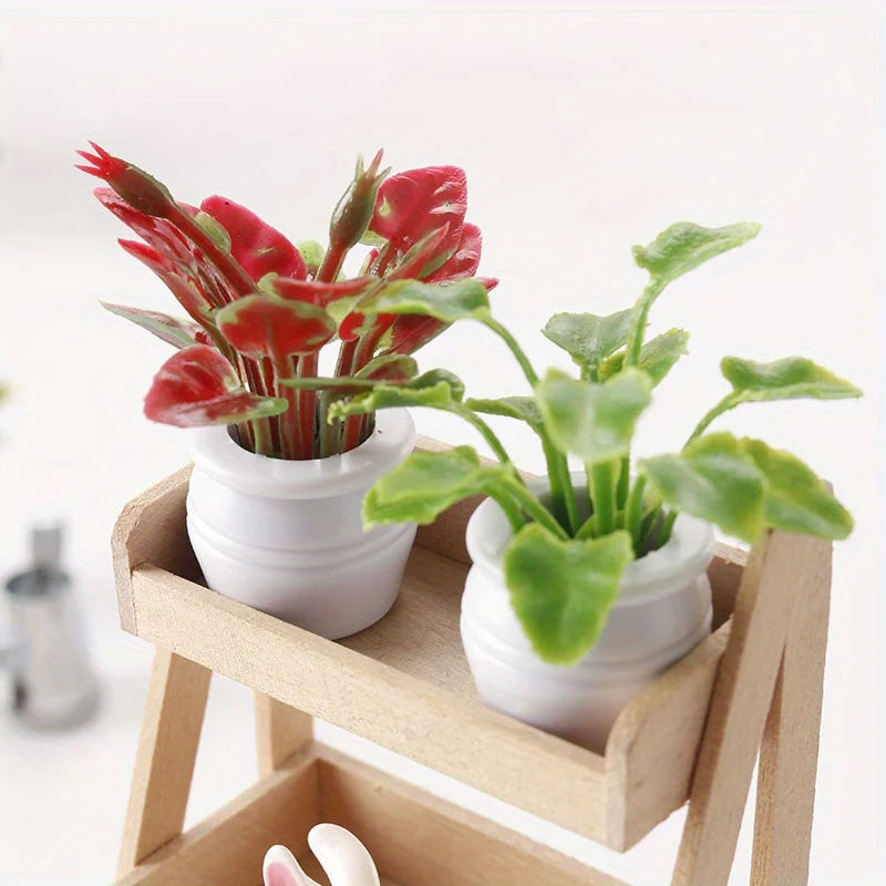 3Pcs/Set Mini Miniature Potted Plant, Model Fake Greenery Ornament Tiny Bonsai Model Garden Plants Floral Decor Bonsai