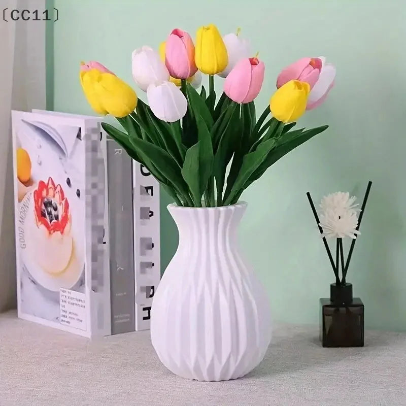 〔Cc11〕Nordic Flower Vase Imitation Ceramic Plastic Flower Vase Living Room Desktop Decoration Wedding Centerpiece Arrangement