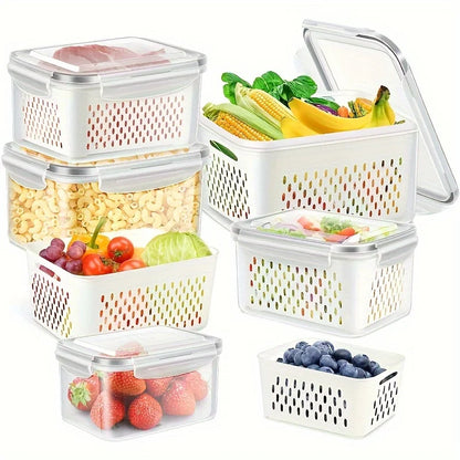 Clear 3 Piece Plastic Food Storage Containers Set with LIDS Washable Crisper for Fruits Vegetables and Dry Goods Versatile