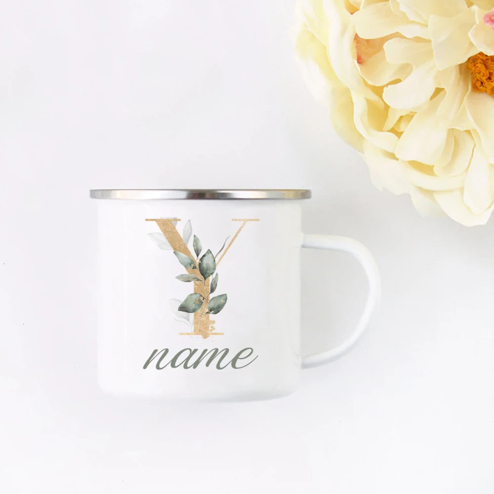 Floral Initial Name Cup Custom Name Tea Coffee Hot Chocolate Mug Bride Bridesmaid Mothers Day Christmas Gift for Her
