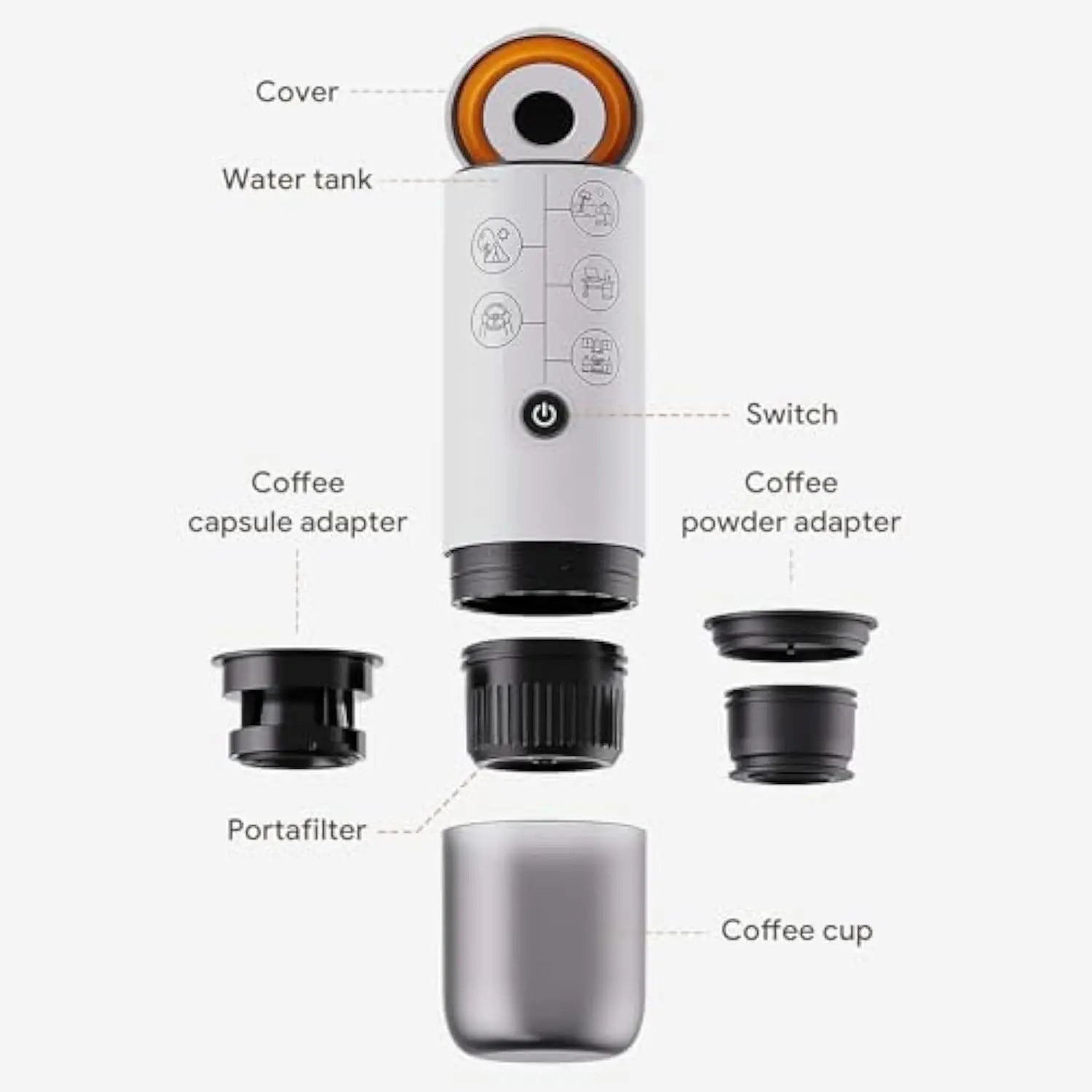 3-In-1 Portable Espresso Machine with NO Heating Function, Type-C Charging Electric Espresso Maker, 17 Bar Mini Coffee Maker For