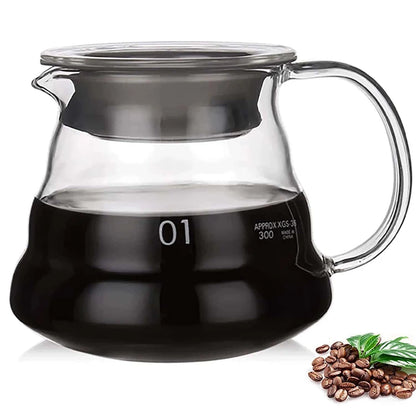 Clear Glass Coffee Carafe, Diamond Shaped Coffee Pot with Reusable Coffee Filter Cup, Standard Glass Coffee Pot