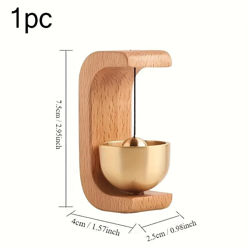 1Pc Brass Doorbell Reminder Wind Chime with Magnetic Suction, C-Shaped Gift for Housewarming, Home Decoration, Car Decoration
