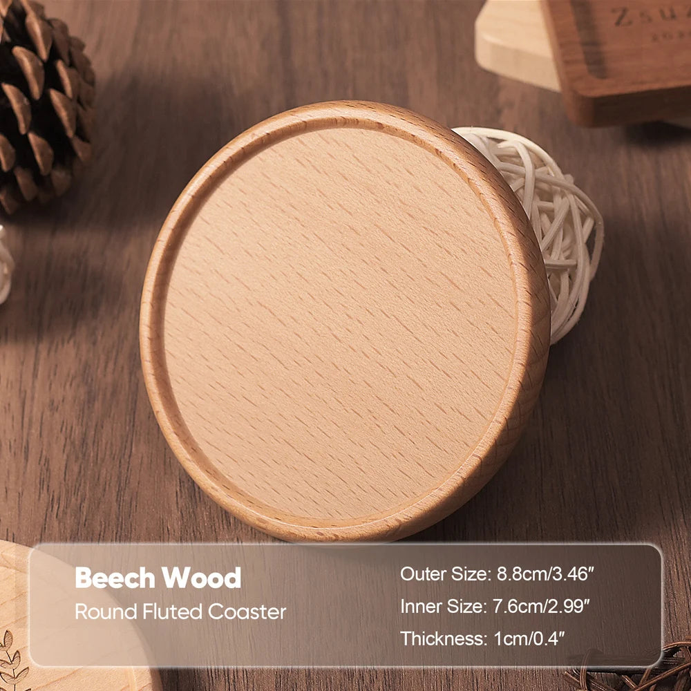 1PCS Solid Walnut Wood Coaster round Square Beech Wood Cup Mat Durable Heat Resistant Tea Coffee Cup Pad Placemats 8.8Cm/3.46In