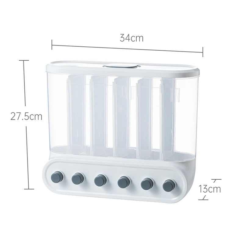 2/4/6L Food Grains Storage Box Tank Sealed Moisture Proof Rice Buckets Wall Mounted Organizer Kitchen Bulk Classified Container