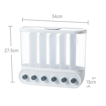 2/4/6L Food Grains Storage Box Tank Sealed Moisture Proof Rice Buckets Wall Mounted Organizer Kitchen Bulk Classified Container