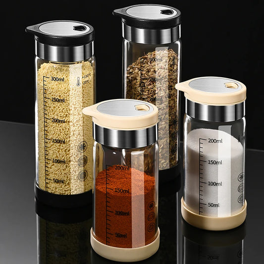 High Borosilicate Glass Seasoning Bottle,Outdoor Barbecue Spice Portioning Bottle,Kitchen Spice Pepper Seasoning Jar Tool