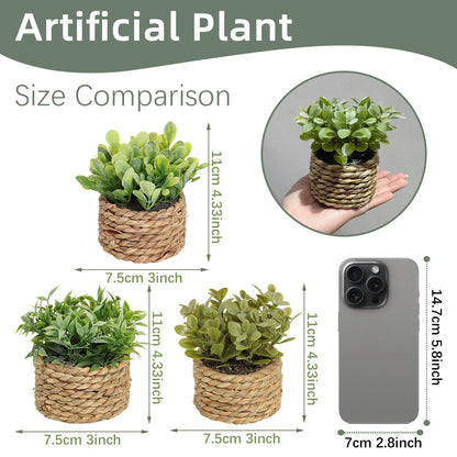Green Artificial Plants Eucalyptus Grass Woven Small Potted Plants Grass Mound 11Cm PE Material Home Decoration