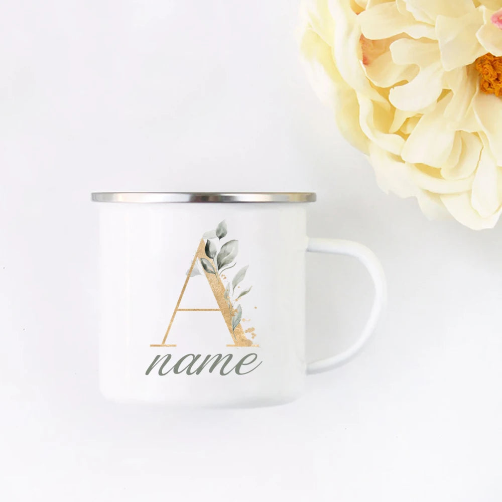 Floral Initial Name Cup Custom Name Tea Coffee Hot Chocolate Mug Bride Bridesmaid Mothers Day Christmas Gift for Her
