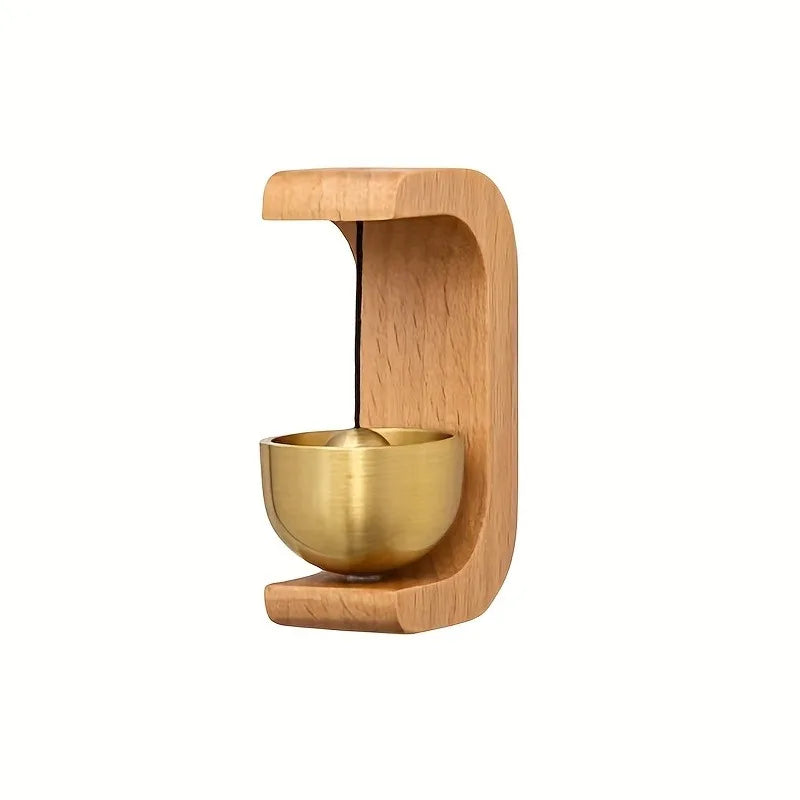 1Pc Brass Doorbell Reminder Wind Chime with Magnetic Suction, C-Shaped Gift for Housewarming, Home Decoration, Car Decoration