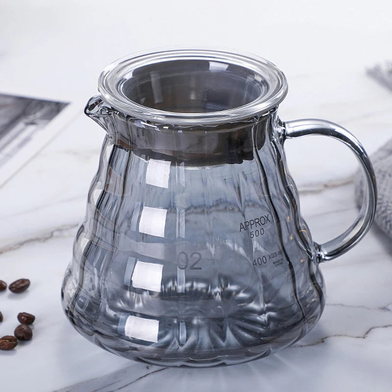 Clear Glass Coffee Carafe, Diamond Shaped Coffee Pot with Reusable Coffee Filter Cup, Standard Glass Coffee Pot