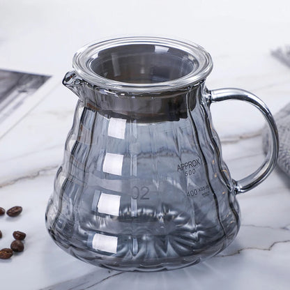 Clear Glass Coffee Carafe, Diamond Shaped Coffee Pot with Reusable Coffee Filter Cup, Standard Glass Coffee Pot