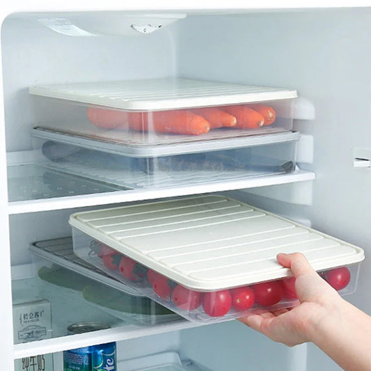 Freezer Dumpling Box Food Storage Container Stackable Food Saver Box with Lid Square Plastic Single-Layer Sealed Transparent Box