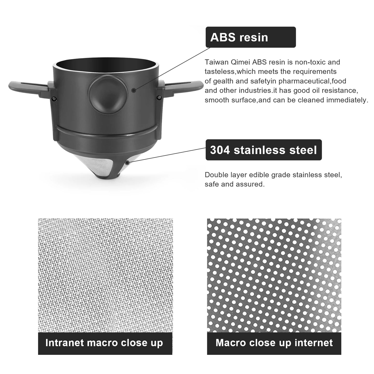 Portable Coffee Filter Reusable Coffee Funnel Stainless Steel Cone Coffee Dripper Brewing Tools Paperless Pour over Tea Holder