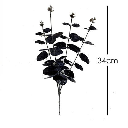 1-10Pcs Black Eucalyptus Leaf Artificial Plants Diy Christmas Fake Plant Flower Bouquet Ornament Home Garden Party Wedding Decor