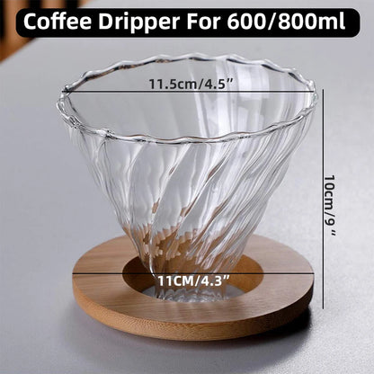 Clear Glass Coffee Carafe, Diamond Shaped Coffee Pot with Reusable Coffee Filter Cup, Standard Glass Coffee Pot