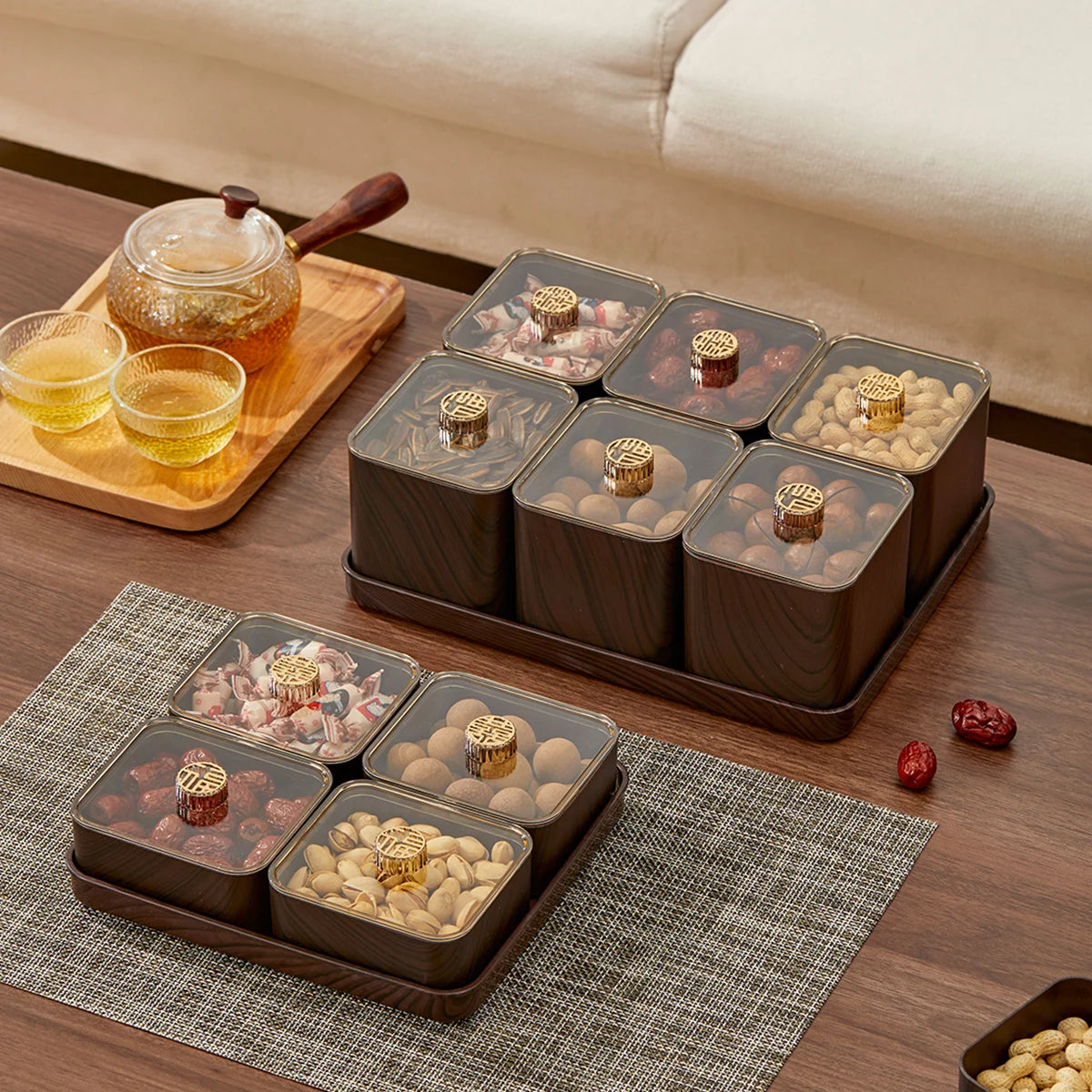 2/4/6 Grids Food Storage Box Moisture-Proof Nut, Dried Fruit, Candy Box Fruit Storage Container for Christmas New Year