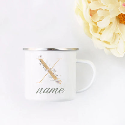 Floral Initial Name Cup Custom Name Tea Coffee Hot Chocolate Mug Bride Bridesmaid Mothers Day Christmas Gift for Her