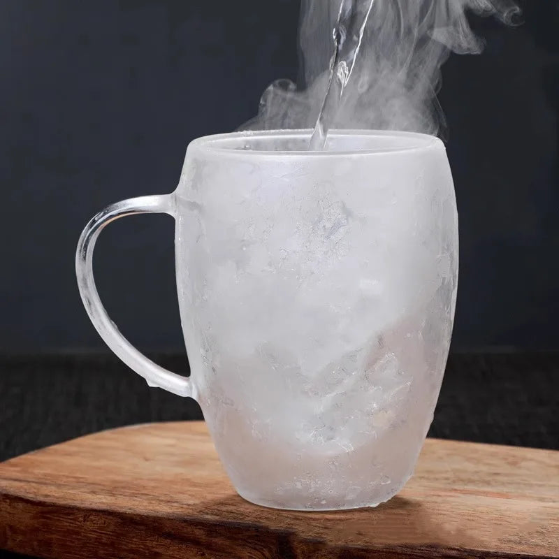 Glass Double-Layer Cup with Handle for Household Use, Glass Milk Tea Coffee Drinking Cup, Insulated Tea Cup for Household Use