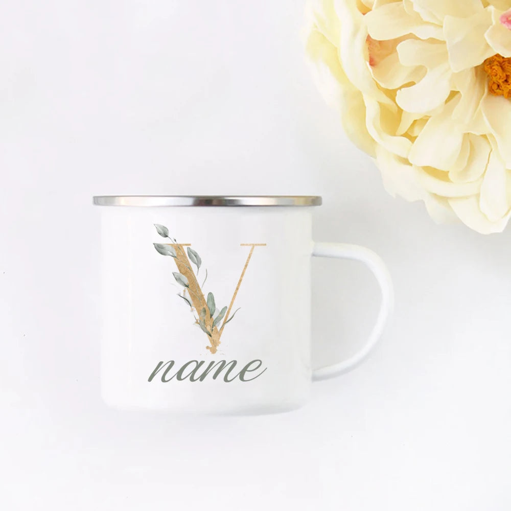 Floral Initial Name Cup Custom Name Tea Coffee Hot Chocolate Mug Bride Bridesmaid Mothers Day Christmas Gift for Her
