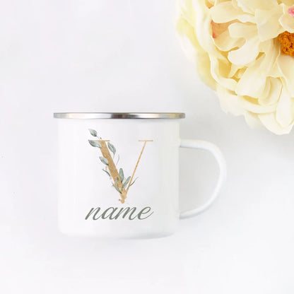 Floral Initial Name Cup Custom Name Tea Coffee Hot Chocolate Mug Bride Bridesmaid Mothers Day Christmas Gift for Her