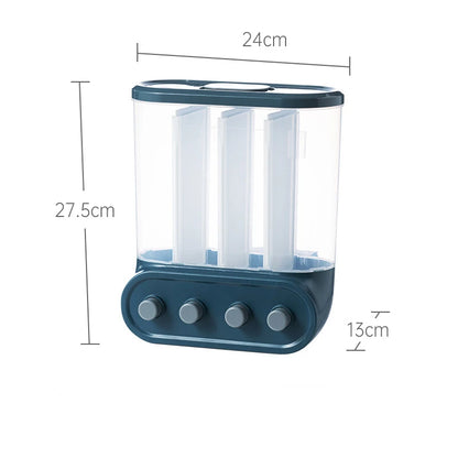 2/4/6L Food Grains Storage Box Tank Sealed Moisture Proof Rice Buckets Wall Mounted Organizer Kitchen Bulk Classified Container