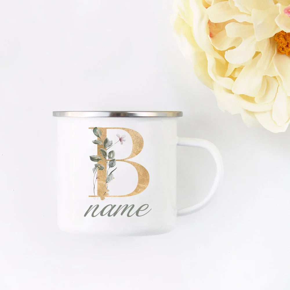 Floral Initial Name Cup Custom Name Tea Coffee Hot Chocolate Mug Bride Bridesmaid Mothers Day Christmas Gift for Her