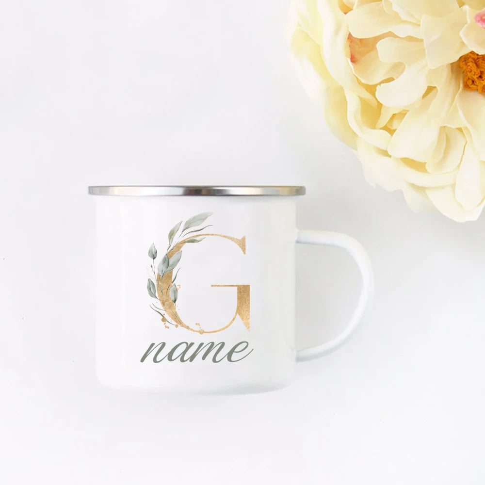 Floral Initial Name Cup Custom Name Tea Coffee Hot Chocolate Mug Bride Bridesmaid Mothers Day Christmas Gift for Her