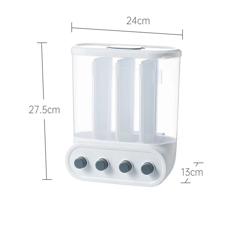2/4/6L Food Grains Storage Box Tank Sealed Moisture Proof Rice Buckets Wall Mounted Organizer Kitchen Bulk Classified Container