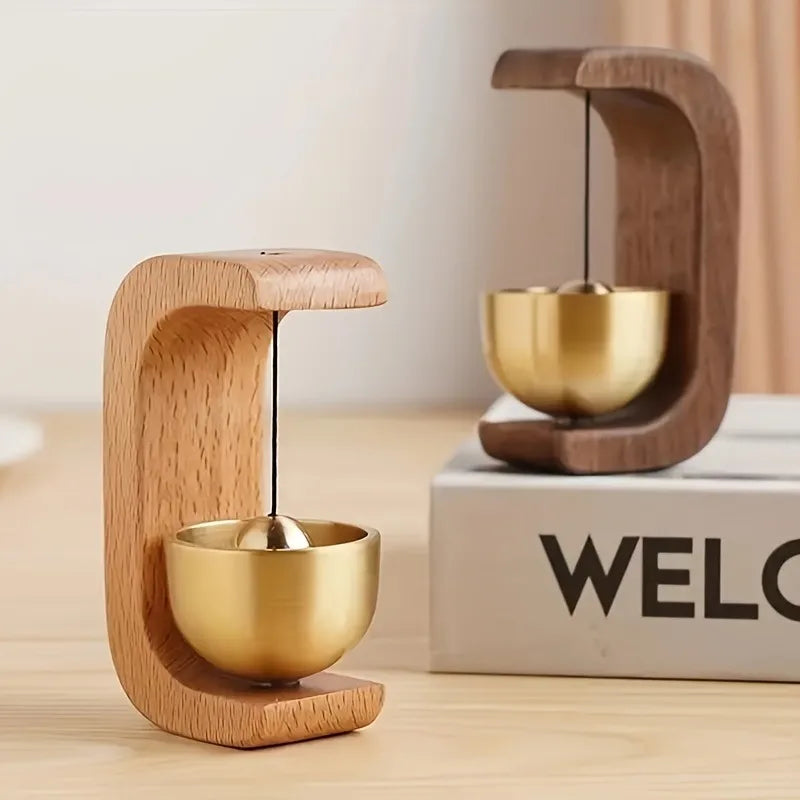 1Pc Brass Doorbell Reminder Wind Chime with Magnetic Suction, C-Shaped Gift for Housewarming, Home Decoration, Car Decoration