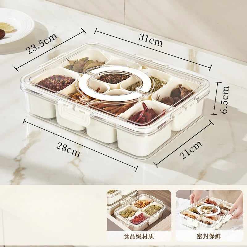 Kitchen Seasoning Storage Box Spice Box Integrated Multi Grid Storage Sealed Tank Moisture-Proof Salt Tank Kitchen Supplies Tool