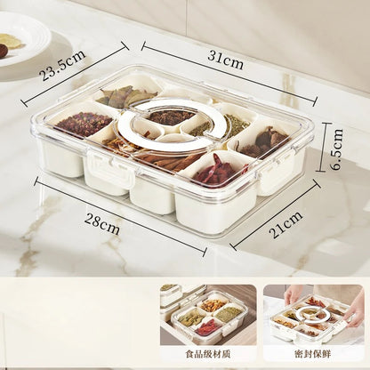 Kitchen Seasoning Storage Box Spice Box Integrated Multi Grid Storage Sealed Tank Moisture-Proof Salt Tank Kitchen Supplies Tool