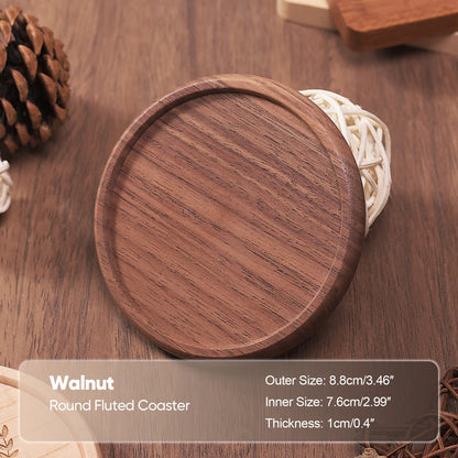 1PCS Solid Walnut Wood Coaster round Square Beech Wood Cup Mat Durable Heat Resistant Tea Coffee Cup Pad Placemats 8.8Cm/3.46In